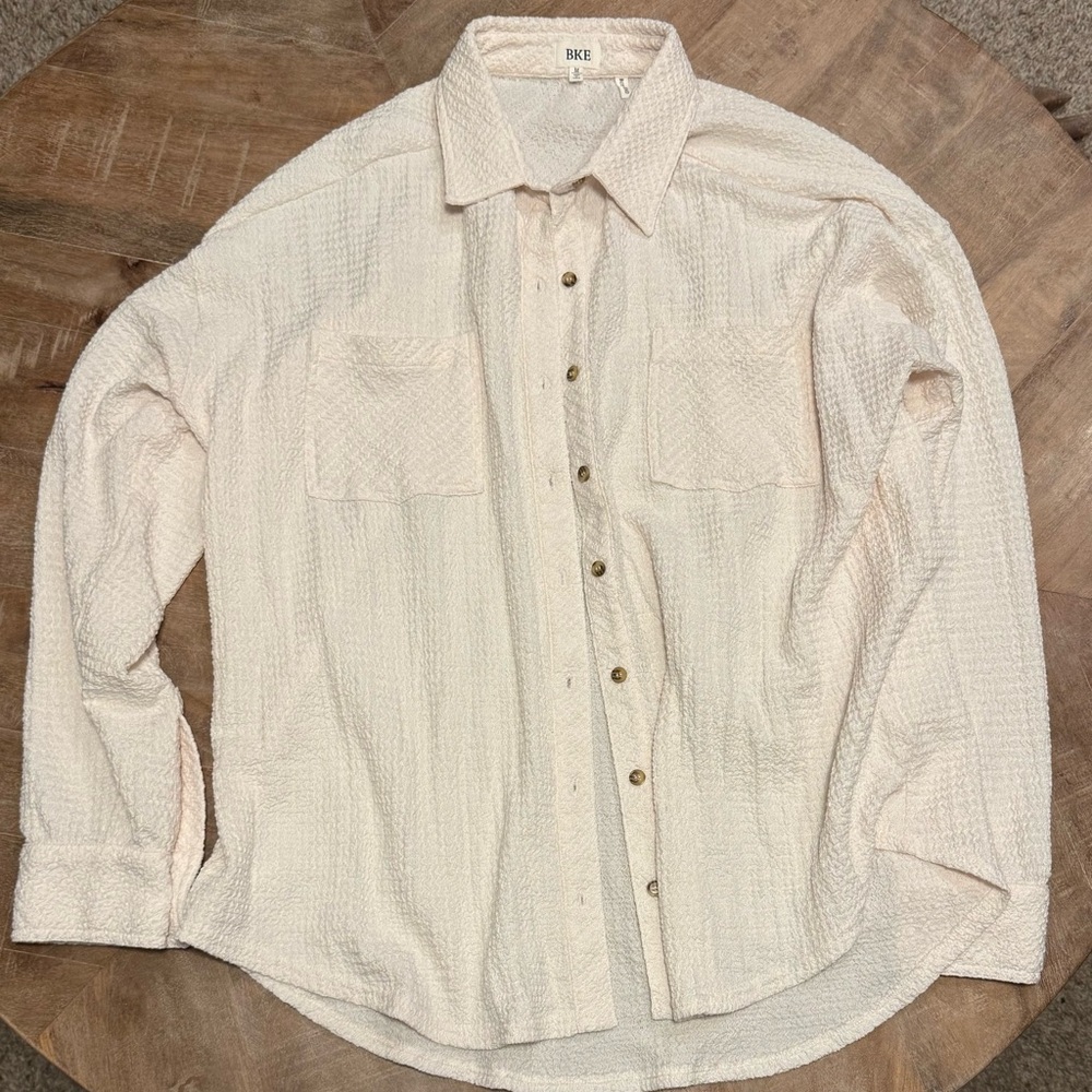 BKE Textured Knit Boyfriend Shirt